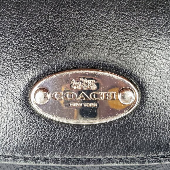 Coach Slim Trifold Wallet - Charcoal Signature Canvas and Black Leather - Picture 4 of 15